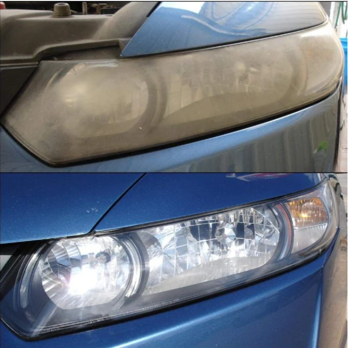Foggy headlight restored to crystal clear